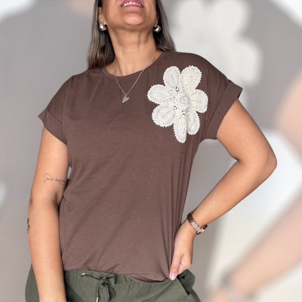 Polera Flower chocolate