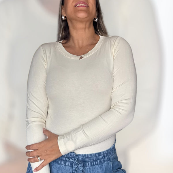 Polera algodón blanco invierno