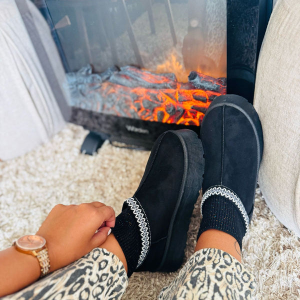 Zapatos Meli estilo ugg negro