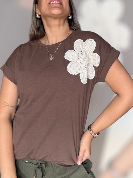 Polera Flower chocolate