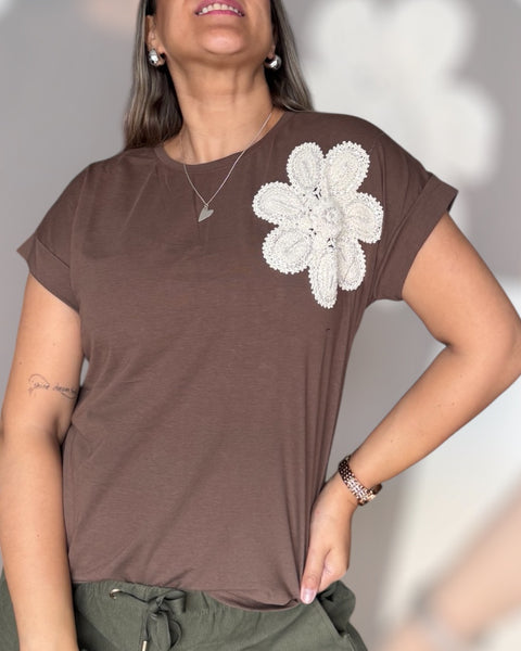 Polera Flower chocolate