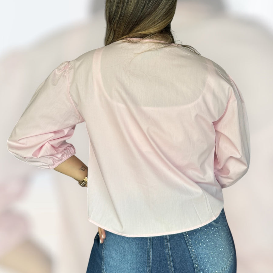Blusa lazos rosa