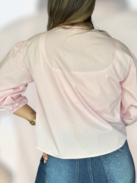 Blusa lazos rosa