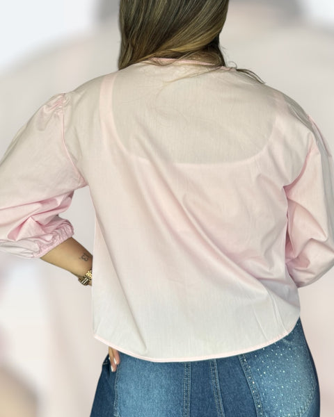 Blusa lazos rosa