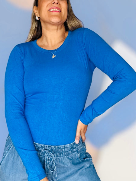 Polera algodón azulina
