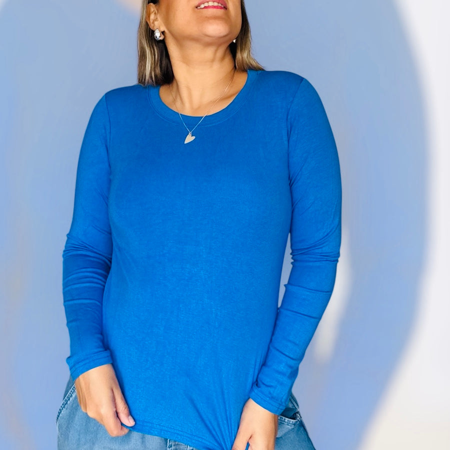 Polera algodón azulina