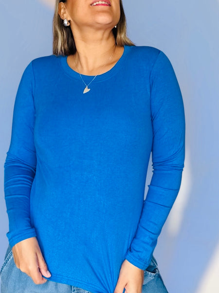 Polera algodón azulina