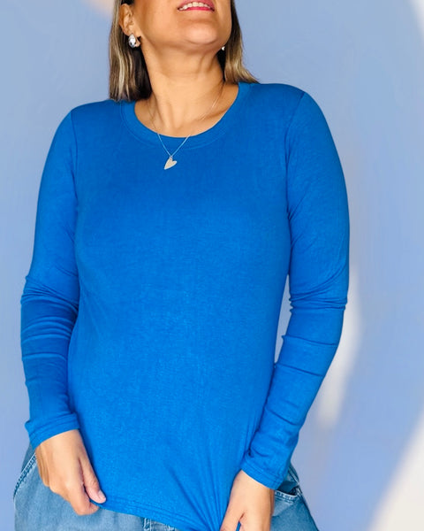 Polera algodón azulina