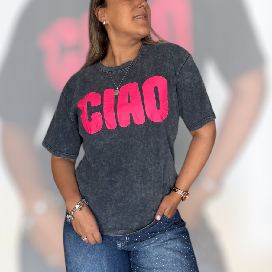 Polera CIAO gris retro