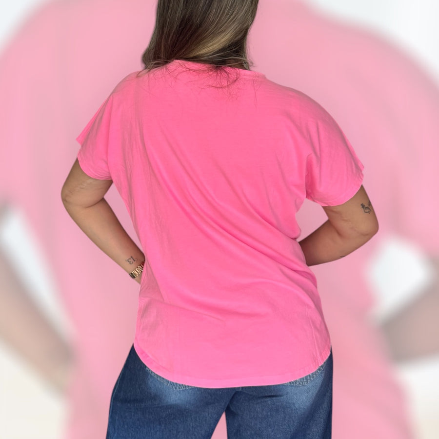 Polera California rosa neón