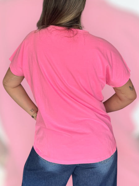 Polera California rosa neón