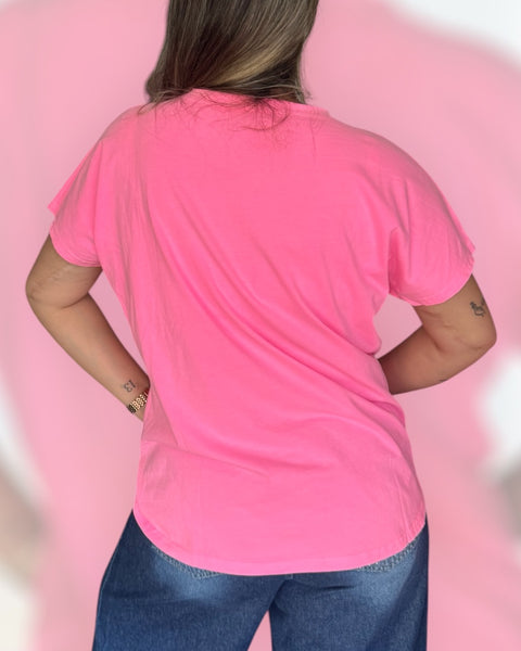 Polera California rosa neón