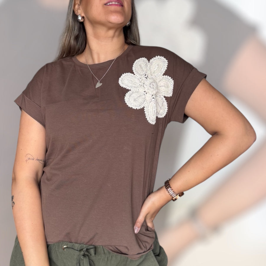 Polera Flower chocolate