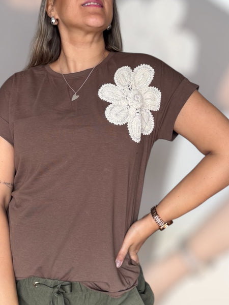 Polera Flower chocolate