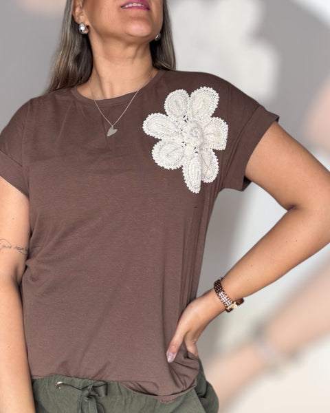 Polera Flower chocolate