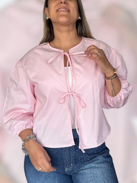 Blusa lazos rosa