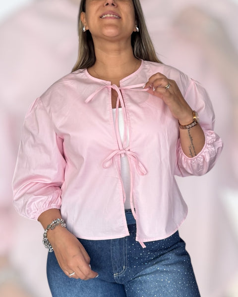 Blusa lazos rosa