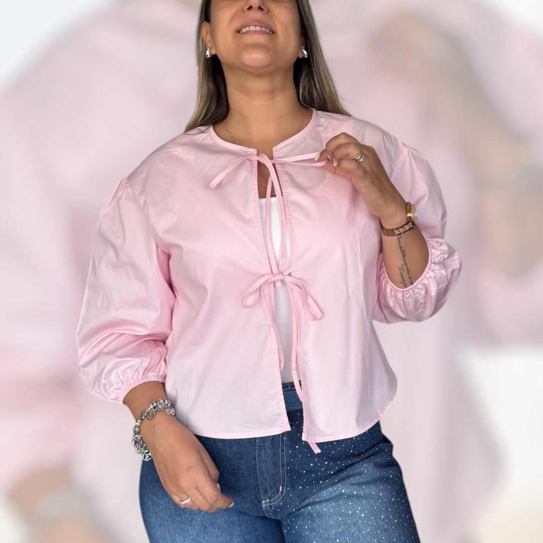 Blusa lazos rosa