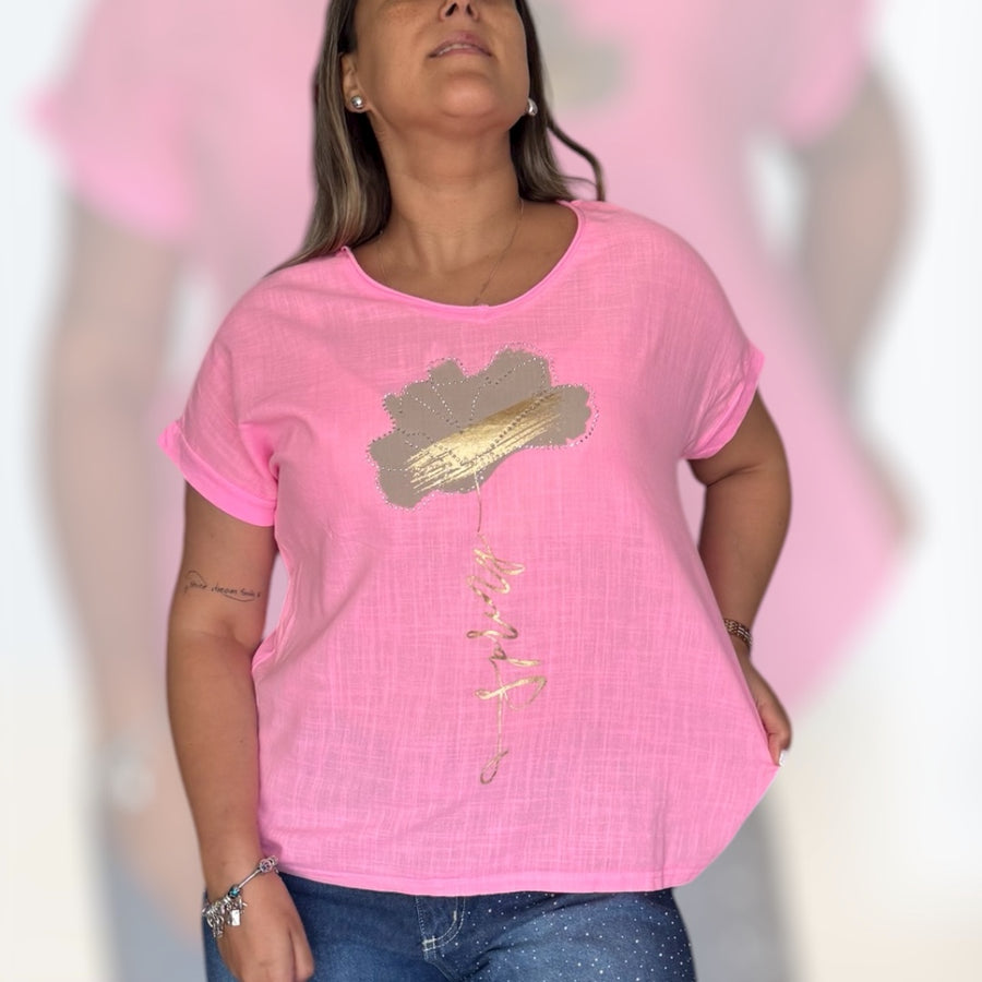 Polera spring rosa neón