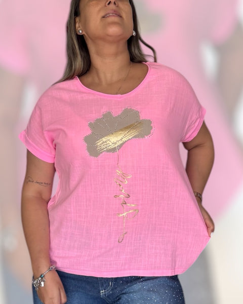 Polera spring rosa neón
