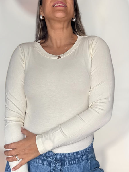 Polera algodón blanco invierno