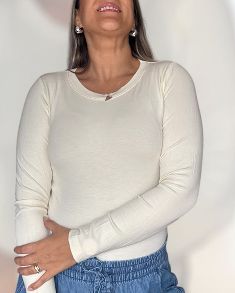 Polera algodón blanco invierno