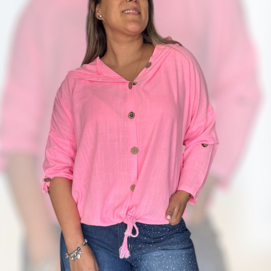 Tapado lino rosa neón