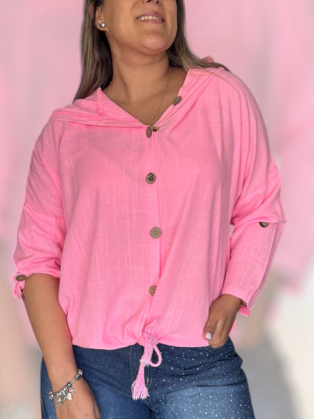 Tapado lino rosa neón