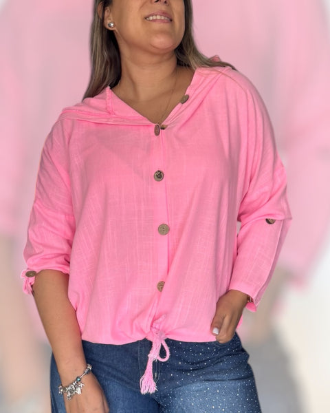 Tapado lino rosa neón