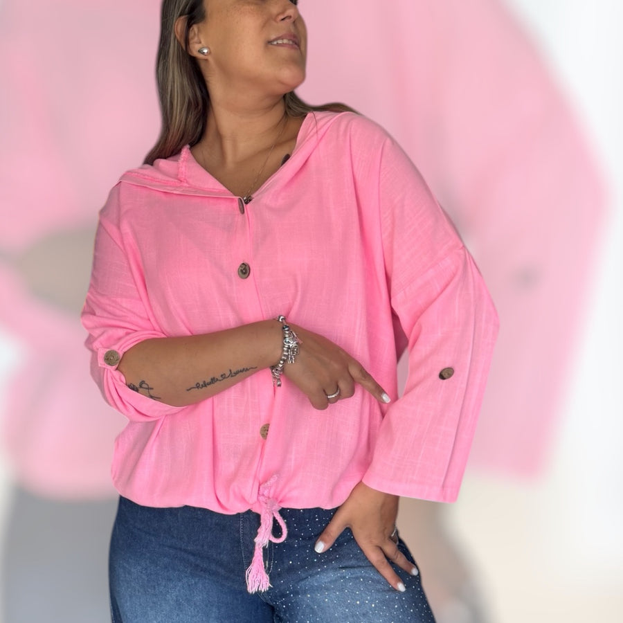 Tapado lino rosa neón