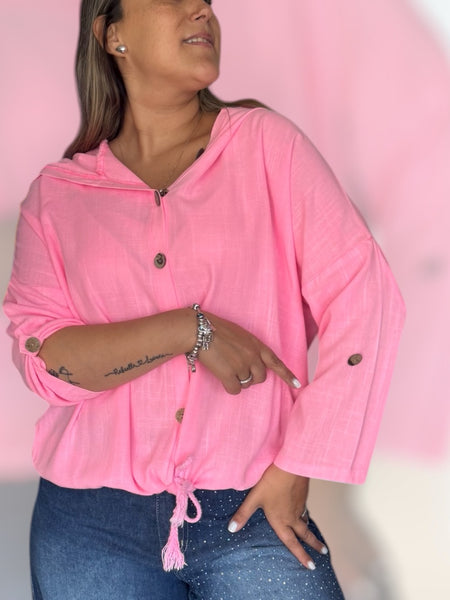 Tapado lino rosa neón