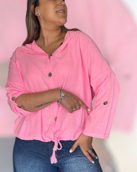 Tapado lino rosa neón