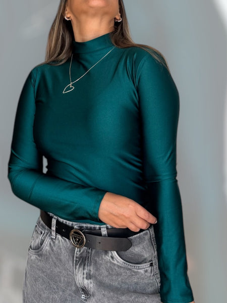 Polera Lu verde hombros lisos