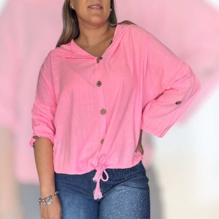 Tapado lino rosa neón