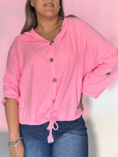 Tapado lino rosa neón