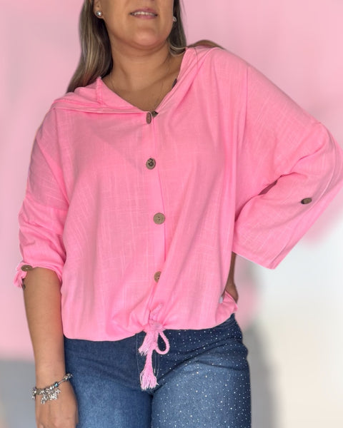 Tapado lino rosa neón