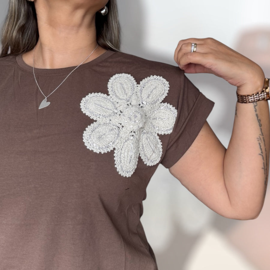 Polera Flower chocolate