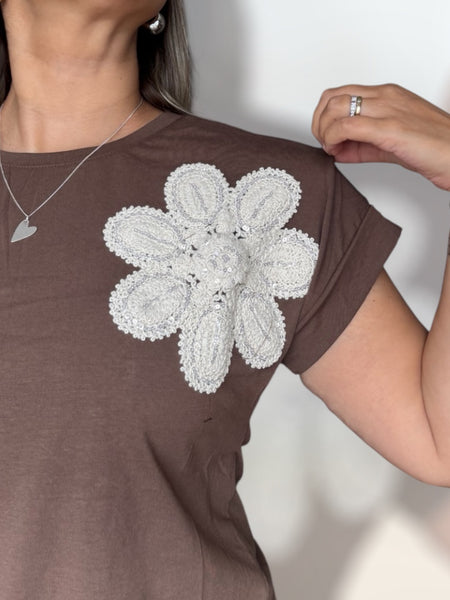 Polera Flower chocolate