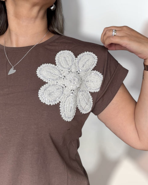 Polera Flower chocolate
