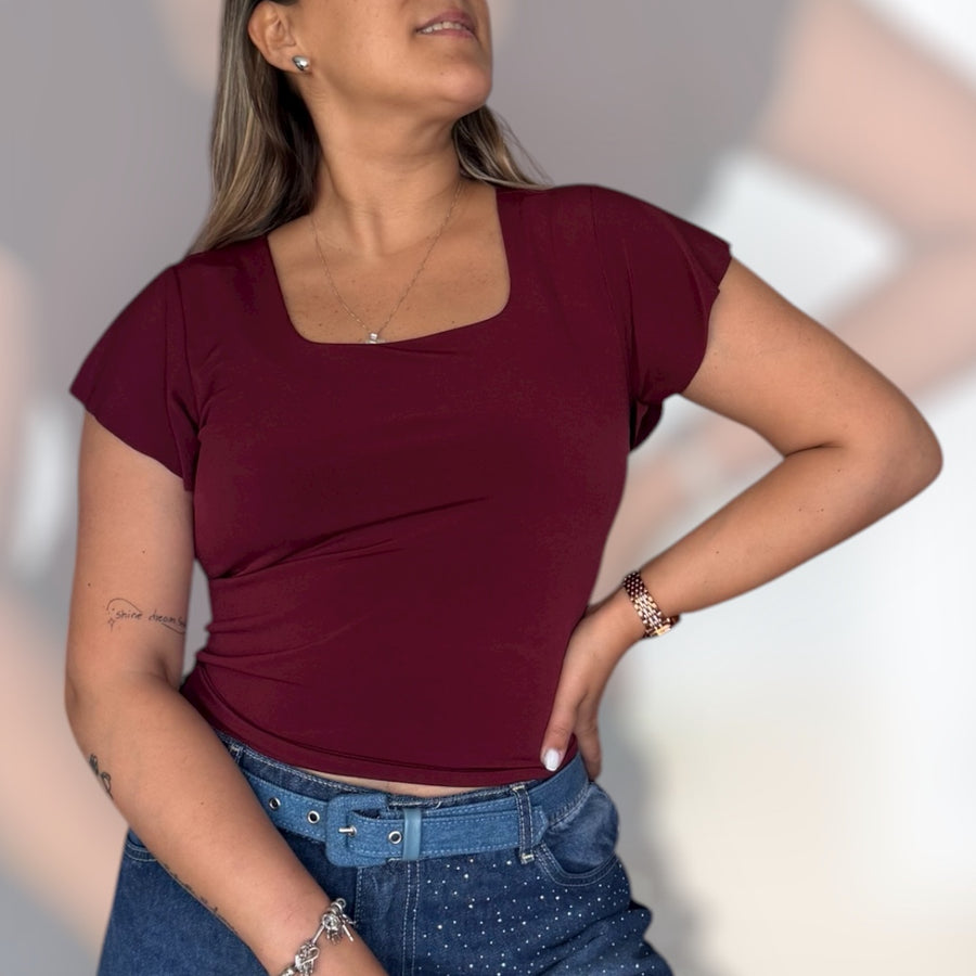 Polera Venecia burdeo