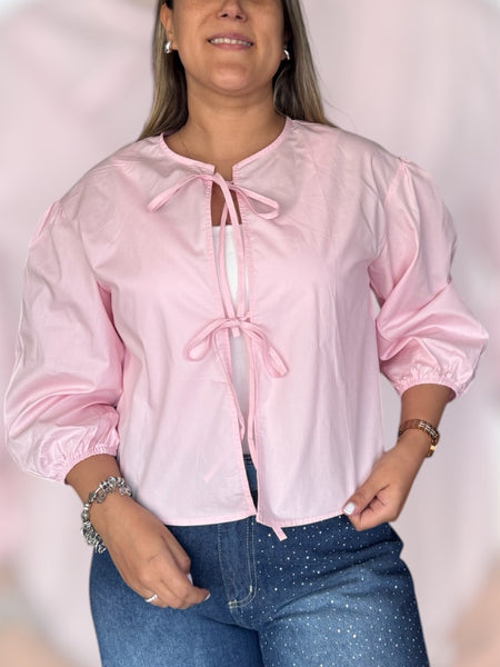 Blusa lazos rosa