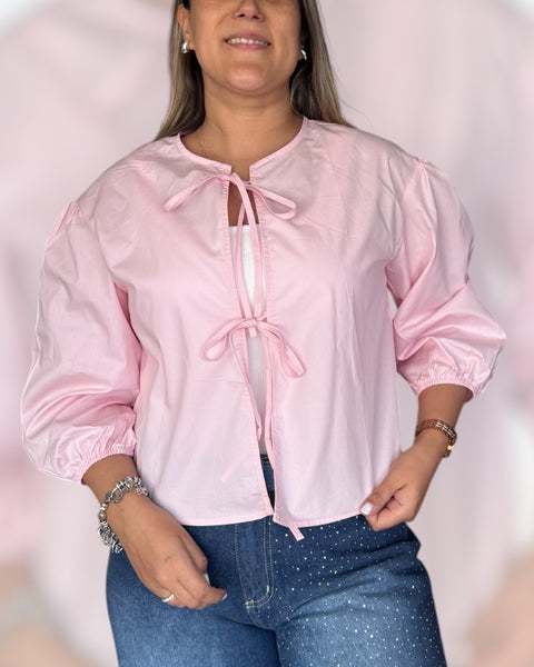 Blusa lazos rosa