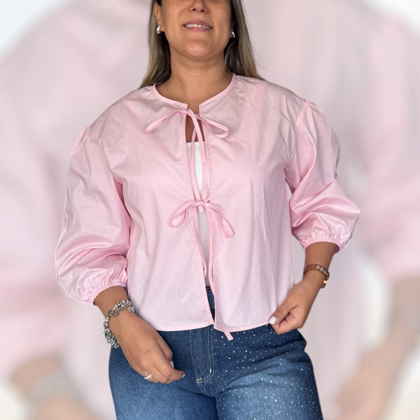 Blusa lazos rosa