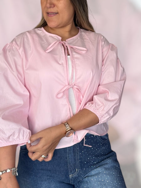 Blusa lazos rosa