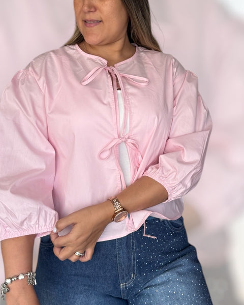 Blusa lazos rosa