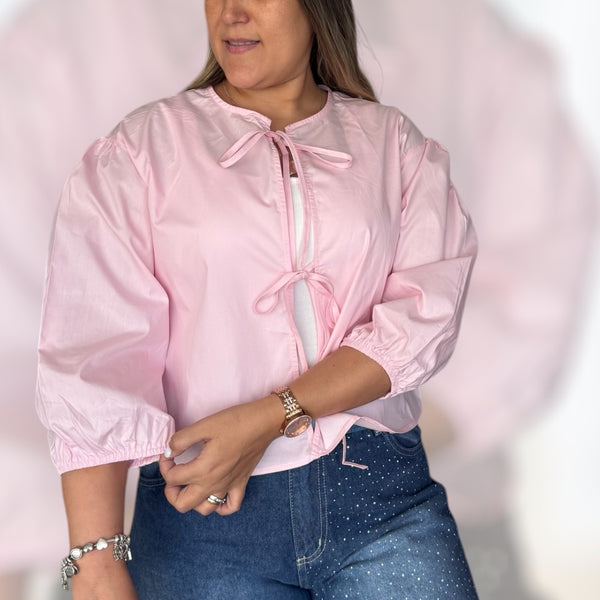 Blusa lazos rosa