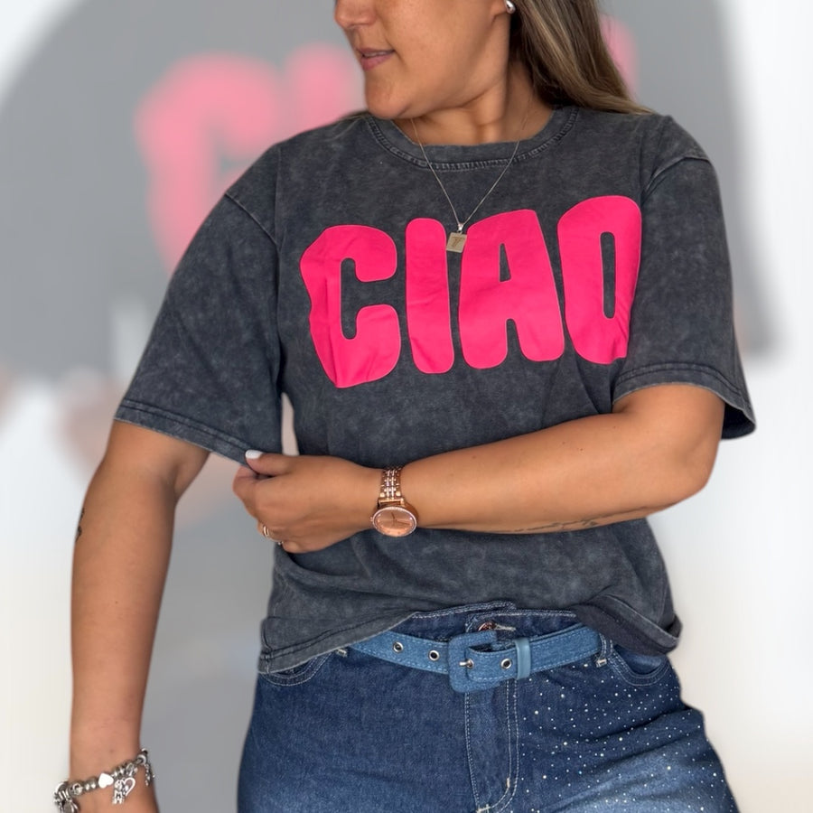 Polera CIAO gris retro