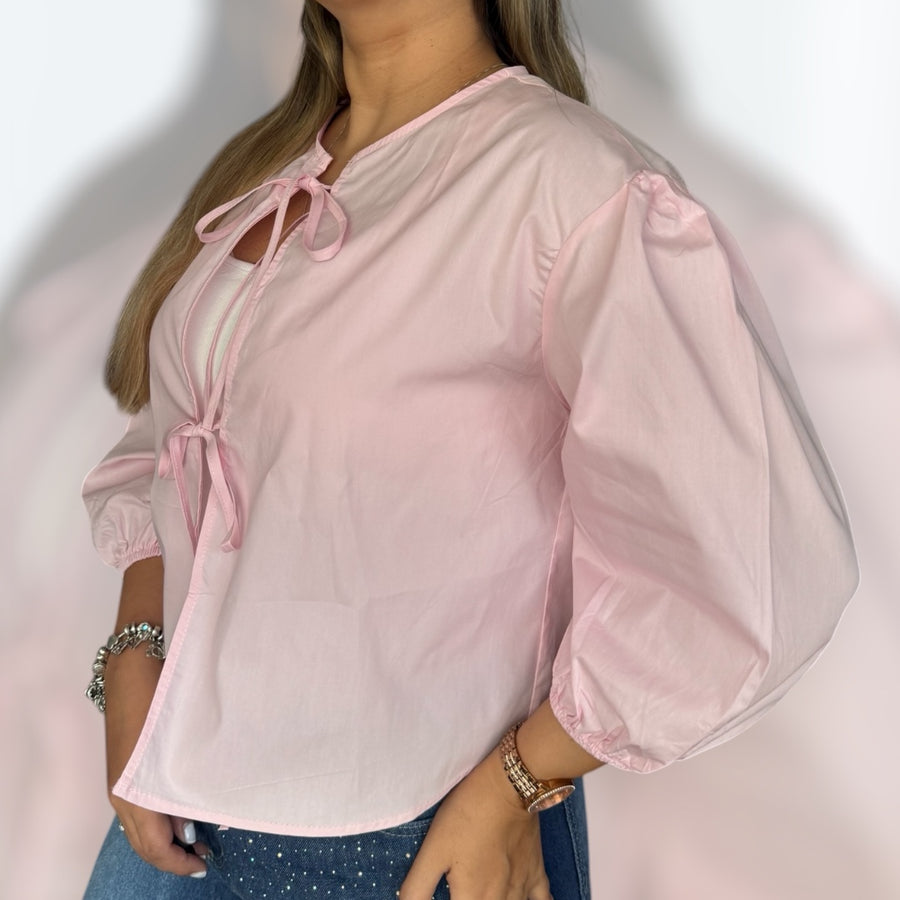 Blusa lazos rosa