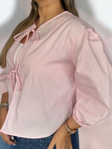 Blusa lazos rosa