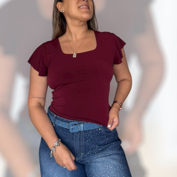 Polera Venecia burdeo